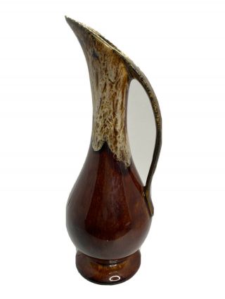 Vintage Dalton Usa Pitcher Bud Vase Brown Drip Glaze Pottery 8 1/2 " Tall