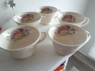 Vintage Homer Laughlin Eggshell Theme Pattern Teacups.  Set Of 5.