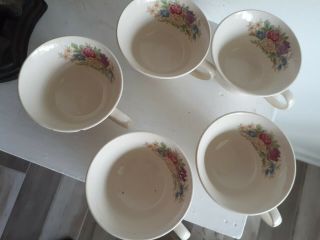 Vintage Homer Laughlin Eggshell Theme Pattern Teacups.  Set of 5. 2