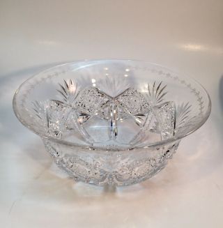 Abp American Brilliant Period Cut Glass Crystal Bowl Signed Sinclair