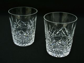 (2) Waterford Irish Crystal Lismore Pattern 4 3/8 " Double Old Fashioned Glasses