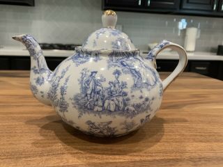Blue And White Victorian Style Teapot