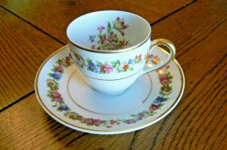 Vintage R&co Limoges France Cup And Saucer Flowers Inside Cup Us Ship