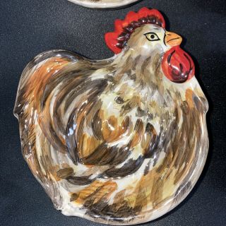 Tabletops Gallery Morning Rooster Bowls Set of 4 Hand Crafted Hand Painted 3