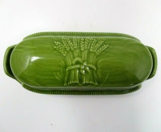 Franciscan Pottery Made In California Butter Dish Green Wheat Vintage
