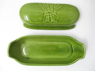 Franciscan Pottery Made in California Butter Dish Green Wheat Vintage 2