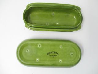 Franciscan Pottery Made in California Butter Dish Green Wheat Vintage 3