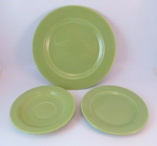 (3) Vintage Homer Laughlin Harlequin Chartreuse Bundle Plates Dinner B&b Saucer
