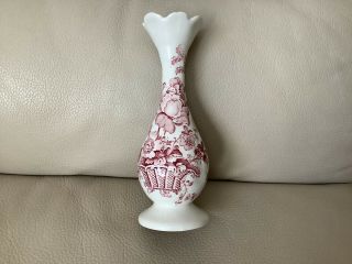 Vintage Red Charlotte Royal Crownford Ironstone Flower Vase England