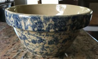 Vintage Robinson Ransbottom Pottery Mixing Bowl Blue Sponge 7 " 1.  5 Quart