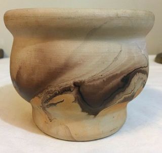 Vintage Nemadji Pottery Usa Swirl Brown Swirl 3.  75 " X 3.  75 " Pot Vase