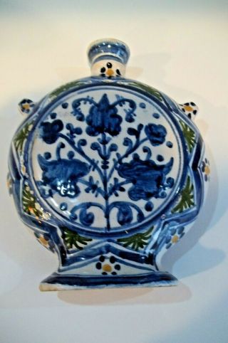 Vintage Italian Ceramic Pottery Vase or bottle Rooster,  Leaves & vines 3