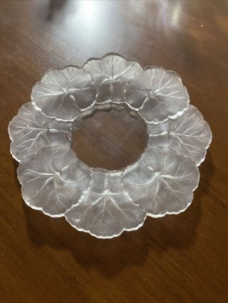 Lalique Honfleur Frosted Crystal Dish 6 " Diameter.