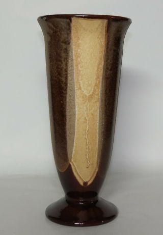 Vintage Haeger Pottery Brown Textured Drip Glaze Vase 12 " Mid Century Modern