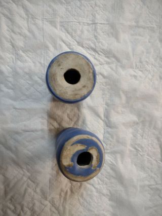 Vintage Tudor California Pottery Blue Matte Bee Hive Salt & Pepper Set No Damage 3