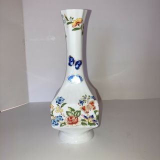 Aynsley Cottage Garden 7 " Tall Bud Vase Made In England Butterflies 7 "