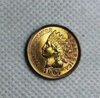 1901 Indian Head Penny Cent Choice Bu - 4 Diamonds