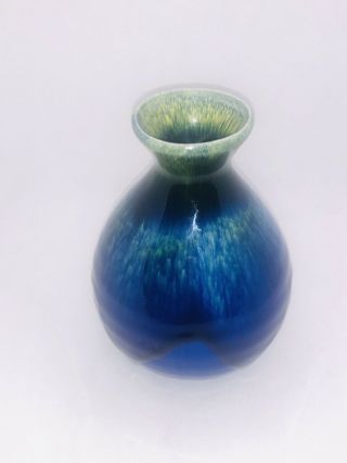 Vintage Norleans Art Pottery Small Vase Made In Japan Green Blue Drip Glaze Vase