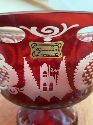 Egermann Ruby Red Bohemian Czech Art Glass - 8” Bowl