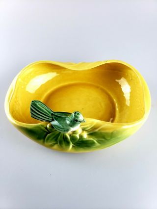Vintage Mccoy Pottery Yellow Oval Bowl Bird Console Bowl Dish Planter