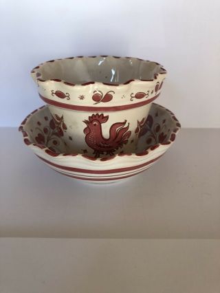Small Porcelain Pottery Bowl And Matching Planter From Wwii Era