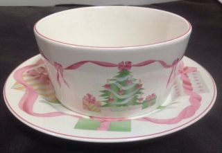 Sango Home For Christmas (china) Gravy Boat W/underplate