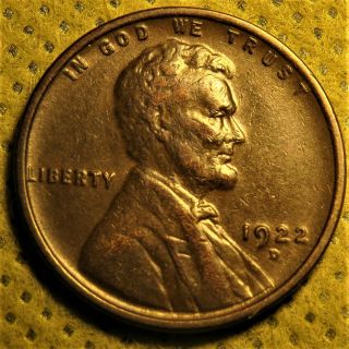 1922 - D Lincoln Wheat Cent.  Sharp Semi - Key Date