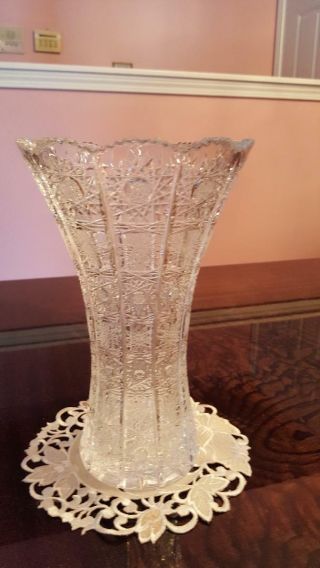 Gorgeous Czech Bohemian Hand Cut Crystal Glass Vase -