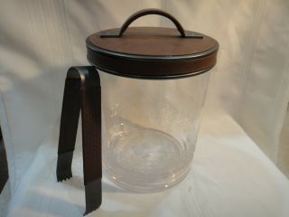 Paz Crystal Ice Bucket W/leather Lid By William Sonoma