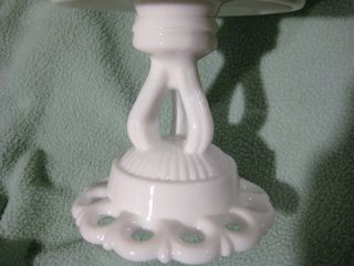 3 Piece Milk Glass Westmoreland Fruit Bowl or Cake Stand and Candlesticks 3