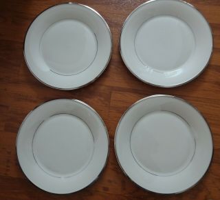 4 Lenox Solitaire Platinum Banded Dinner Plates 11 5/8 "