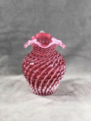 Fenton Cranberry Art Glass Hobnail Opalescence Pitcher Spiral QVC 2