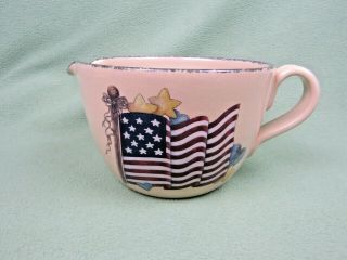 Home And Garden Party Stoneware Pitcher American Flag Mixing Bowl Made In Usa