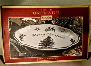 Spode Christmas Tree Serving Tray 11  Merry Christmas " Tray Dish / Nib