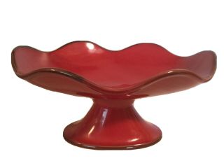 Southern Living At Home Red Cinnabar Footed Pedestal Ruffled Edge Server