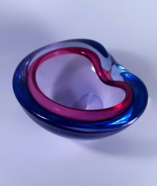 Murano 1950s Large Sommerso Blue & Purple Art Alfredo Barbini Glass Geode Bowl