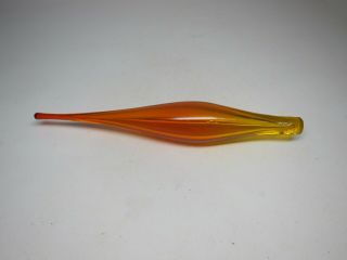 Blenko Joel Myers Art Glass Stopper Only Tangerine 9.  5 " Long Tear Drop Long