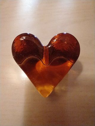 Fire And Light Heart Recycled Glass Orange Signed