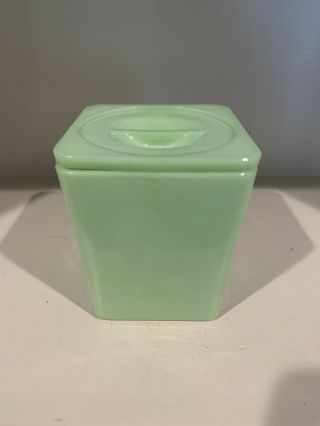 Jeannette Jadeite Green Canister with Lid Plain 5 