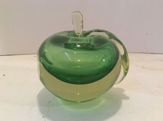 Murano Italy Green Apple Bookend (glows Under Black Light)