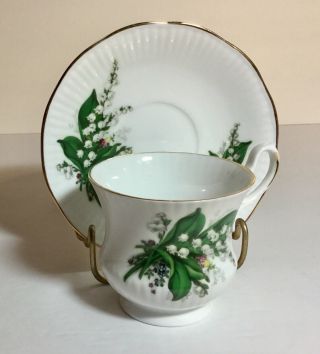 Vintage Royal Minster Bone China Lily of the Valley Tea Cup and Saucer Set Engla 2