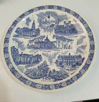 Vintage Vernon Kilns Souvenir Plate State Of Florida Blue Delft 10.  5 "