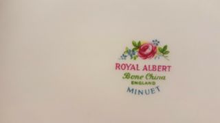 Royal Albert Minuet Bouillon Cup,  Saucer & Lunch Plate 4 Available