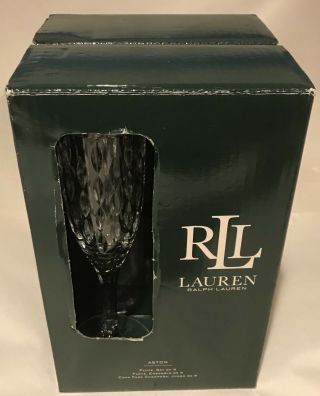 Ralph Lauren Aston Fine Crystal Champagne Flute Glasses Set Of 4