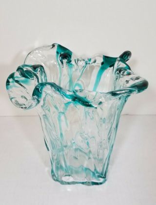 Mid Century Modern Blown Crystal Art Glass Vase By Adam Jablonski