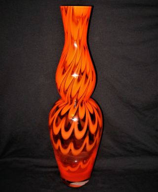 Waterford Evolution Red & Amber 20 " Heavy Art Glass Stem Vase