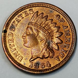 1864 Us Indian Head Penny 1 One Cent.  01c Better Date Collector Coin 6inp6457
