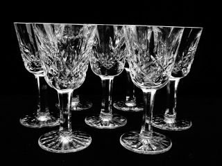 7 Brilliant Waterford Crystal " Lismore " Cordial Glasses Made In Ireland