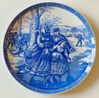 Spode Blue Room Vintage 1996 Annual Christmas Plate 2 Victorian Skating England