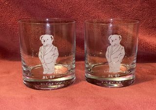 Rare Ralph Lauren Polo Bear Whiskey Double Old Fashioned 2 Glasses